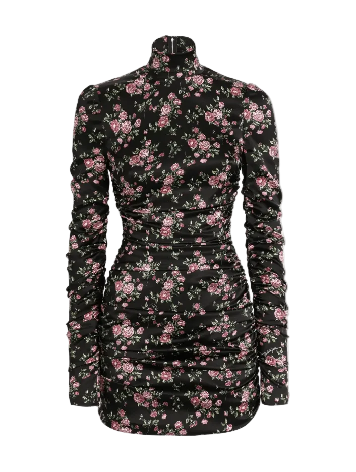 open lace back dress Dolce & Gabbana Vintage Rose-Print Draped Dress – Profile Fashion