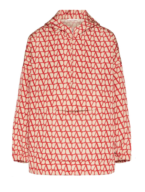 Valentino silk faille anorak with all-over iconographe print