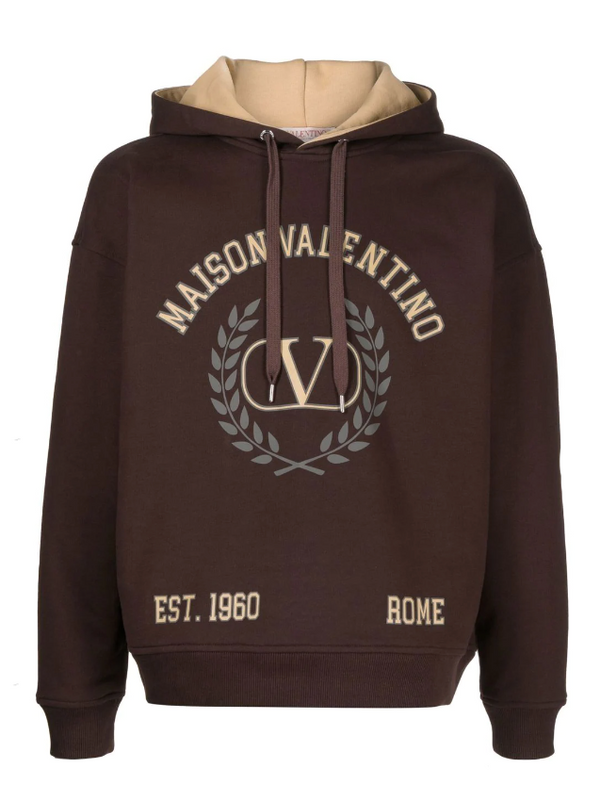 Valentino Cotton hooded sweatshirt with Maison Valentino print