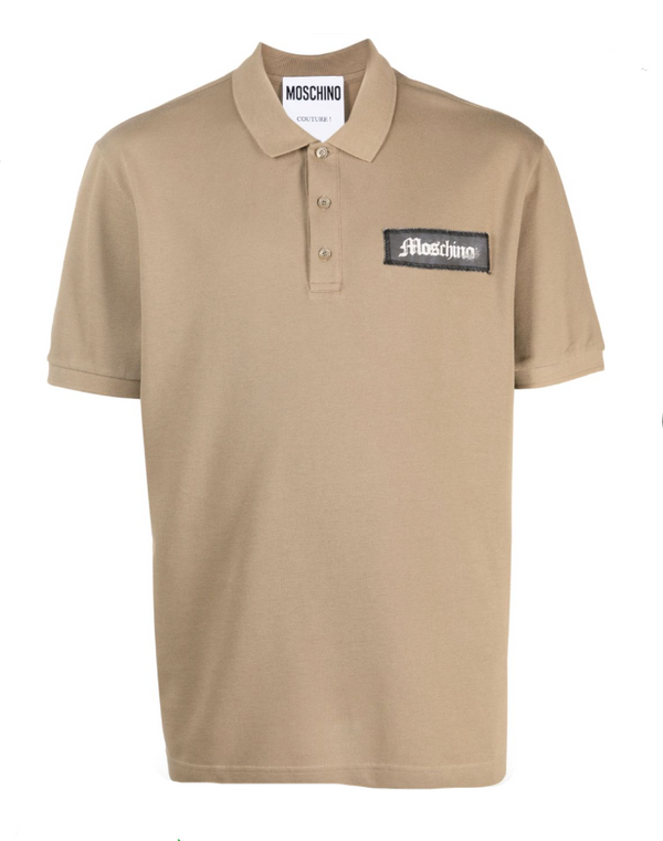 Moschino logo-patch short-sleeve cotton polo shirt