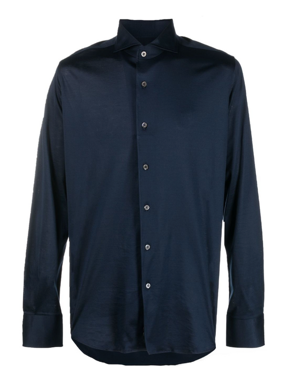 Canali spread-collar cotton shirt