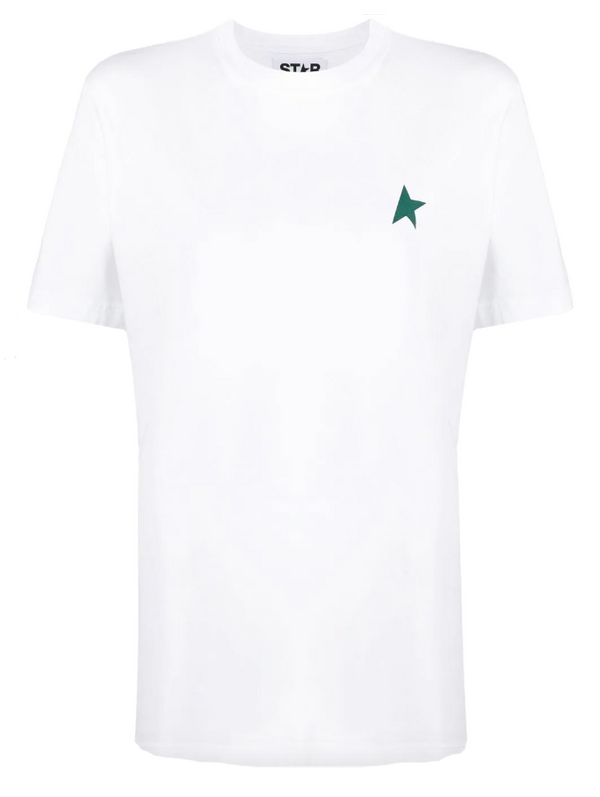 Golden Goose Star Collection T-shirt in white with contrasting green star on the front