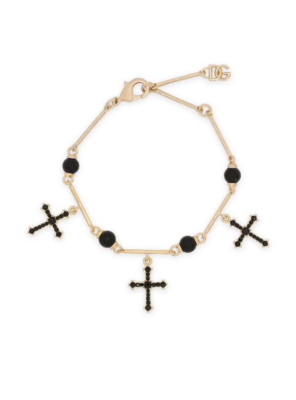 Dolce & Gabbana logo-plaque cross-pendant bracelet