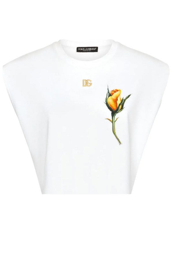Dolce & Gabbana rose-appliqué cropped T-shirt