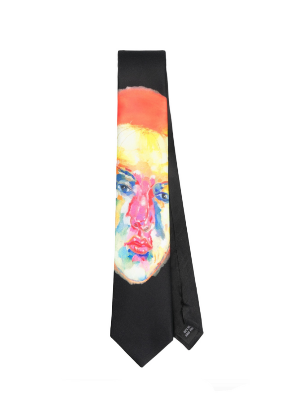 KidSuper Face printed silk tie