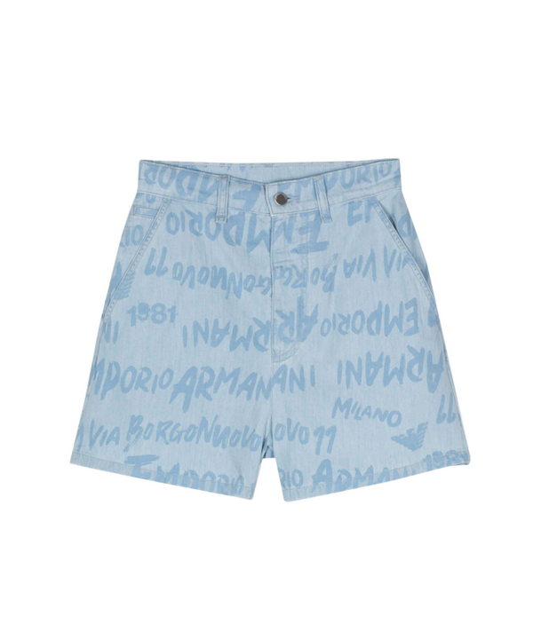 Emporio Armani logo-print chambray shorts