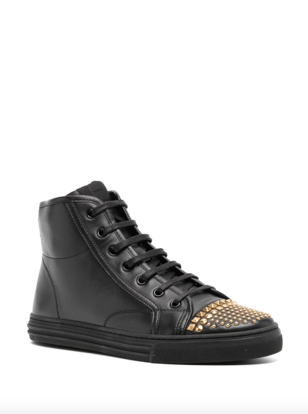 Mens gucci black leather high top sneakers online