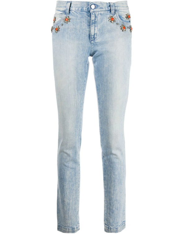 Gucci crystal-embellished denim jeans