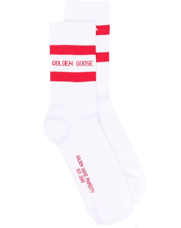 Golden Goose logo-intarsia ribbed-knit ankle socks