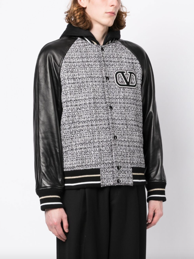 Valentino Men Wool Bomber Jacket With Print Toute La V