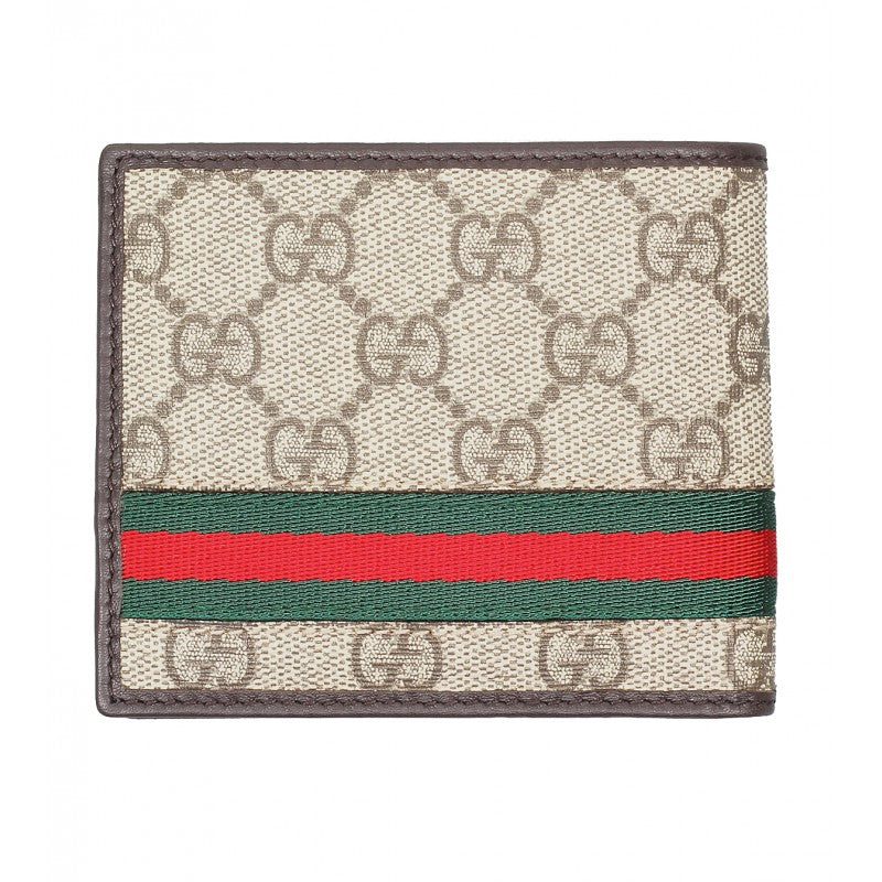 GUCCI GG Supreme Monogram Canvas Bifold Wallet Beige 451240