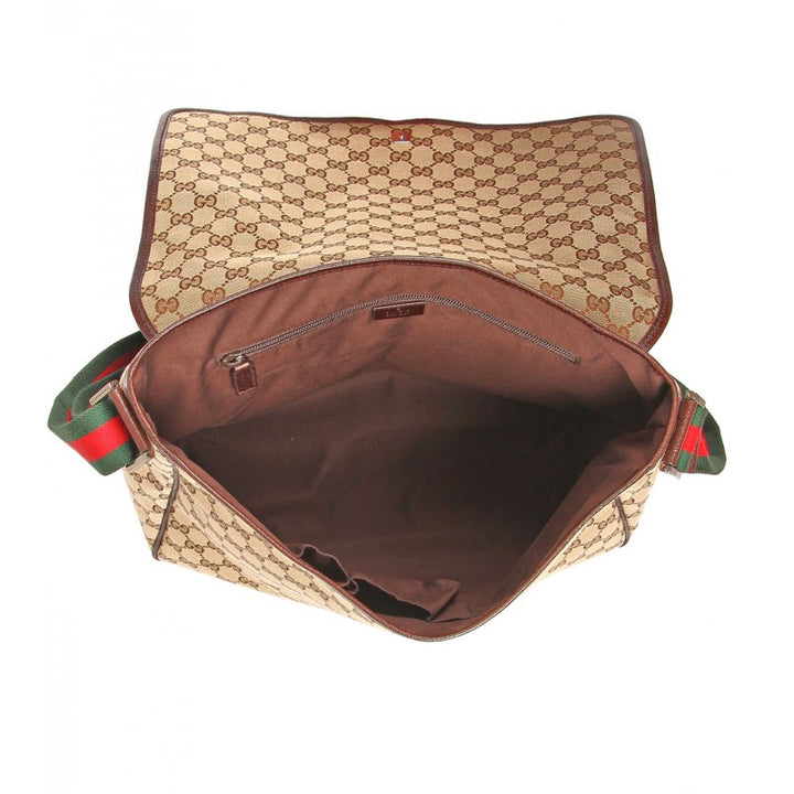 Beige & brown original GG fabric messenger bag - Profile Fashion