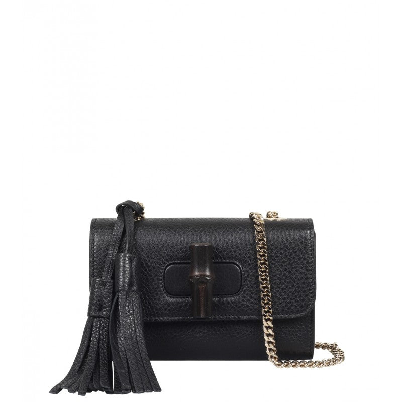 Gucci Black leather Miss Bamboo shoulder bag Profile Fashion