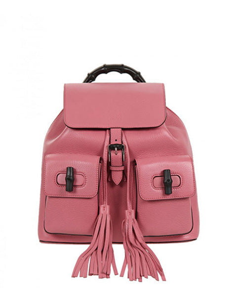Gucci Pink leather bamboo sac backpack
