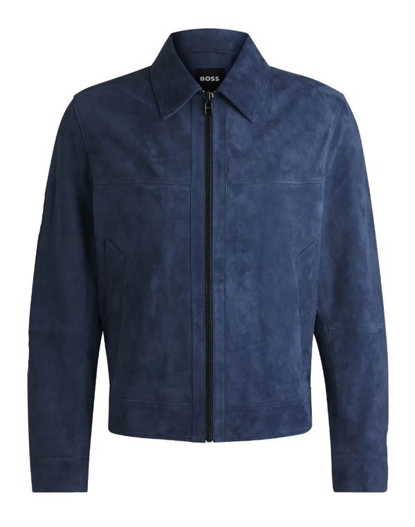 BOSS Blue H-Malbano5 suede leather jacket