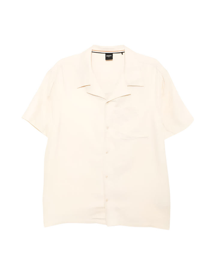 BOSS 'Vida' beige logo-embroidered cotton shirt