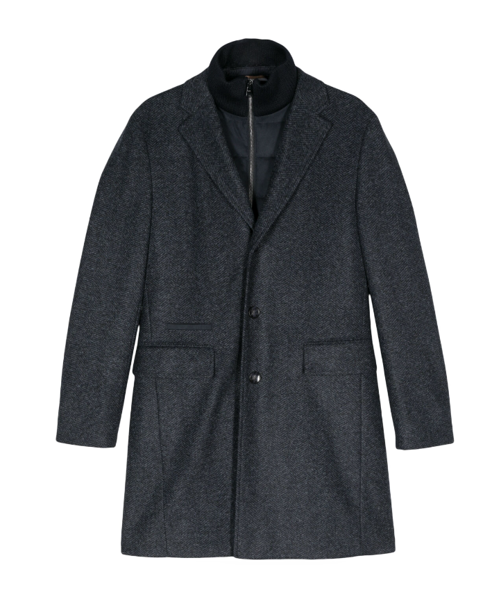 BOSS herringbone layered coat