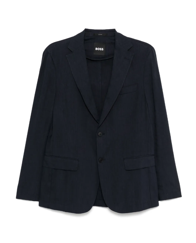 BOSS linen-blend navy blazer