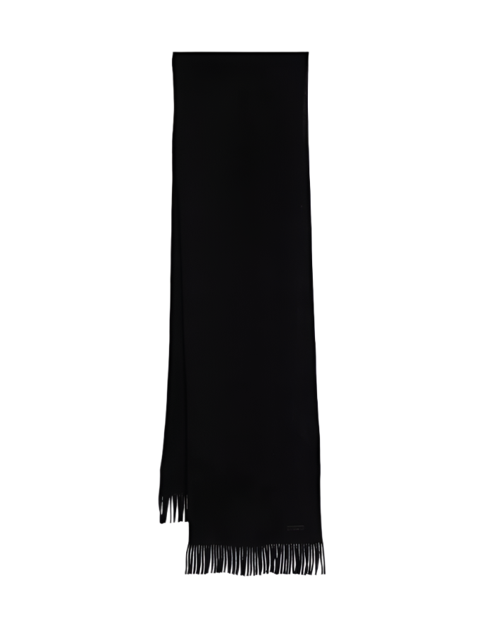 BOSS navy raschel-knit scarf in virgin wool