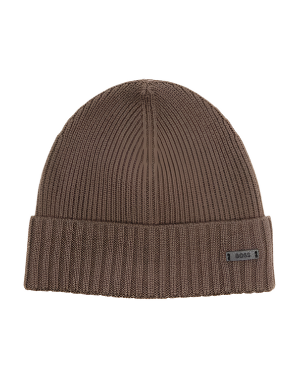 BOSS raschel-knit beanie in virgin wool