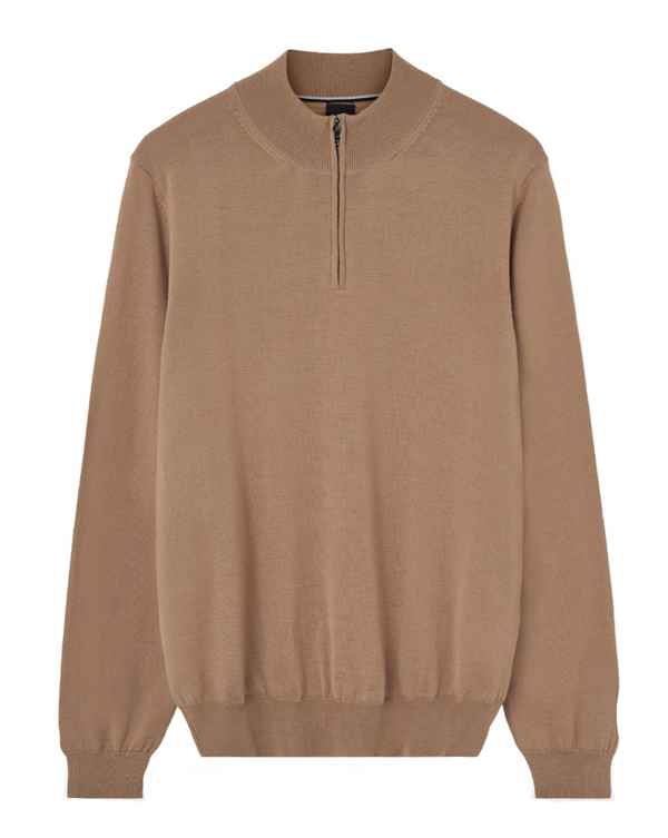 BOSS zip-neck sweater in virgin wool