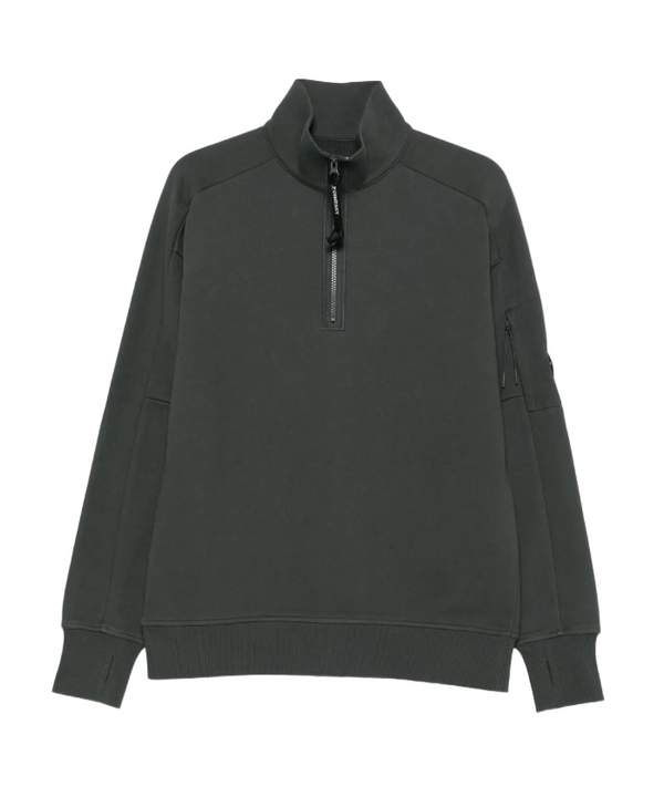 C.P. Company Green Diagonal Fleece Half Zipped Sweatshirt
