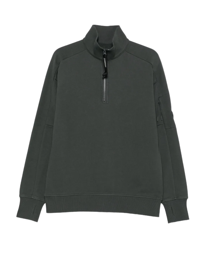 C.P. Company Green Diagonal Fleece Half Zipped Sweatshirt