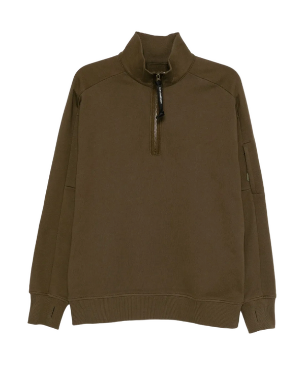C.P. Company Khaki Diagonal Fleece Half Zipped Sweatshirt