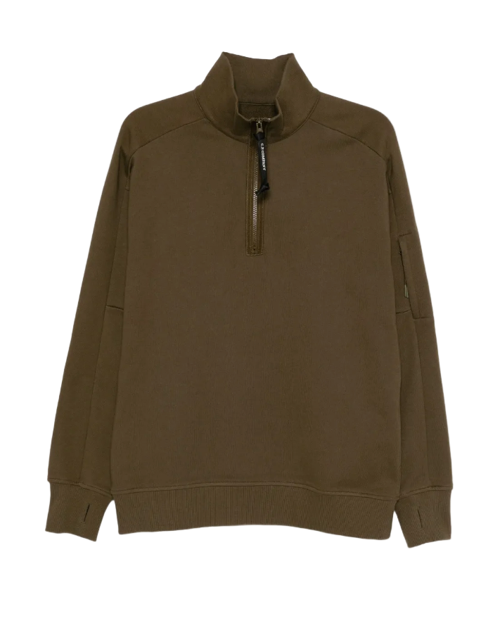 C.P. Company Khaki Diagonal Fleece Half Zipped Sweatshirt