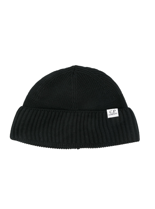 C.P. Company black knit beanie in wool