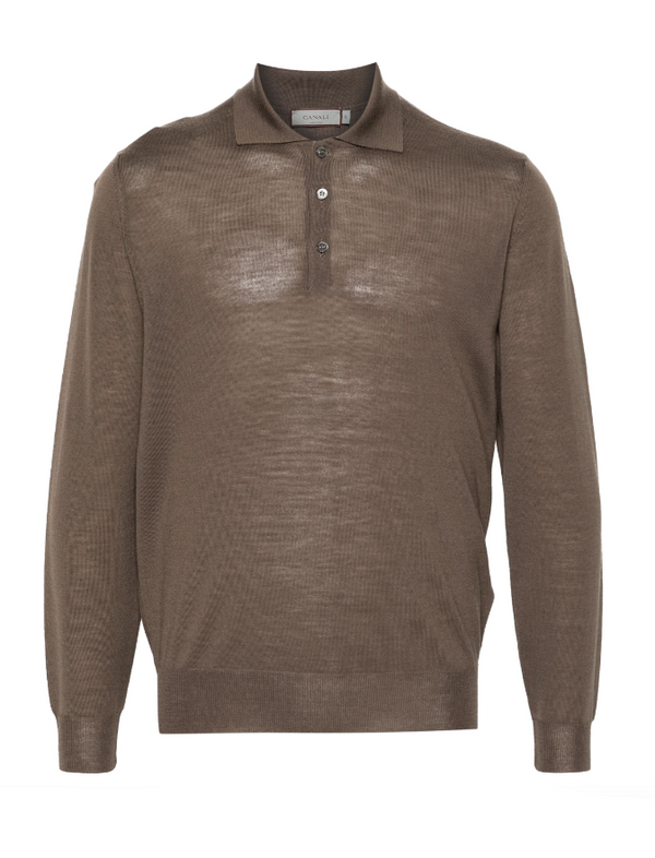 Canali brown pure wool polo shirt