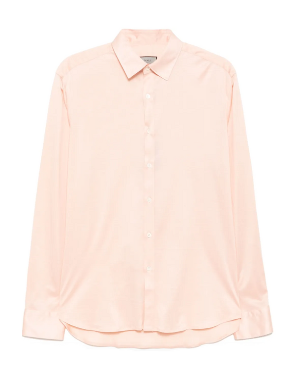 Canali pink cotton jersey slim-fit shirt