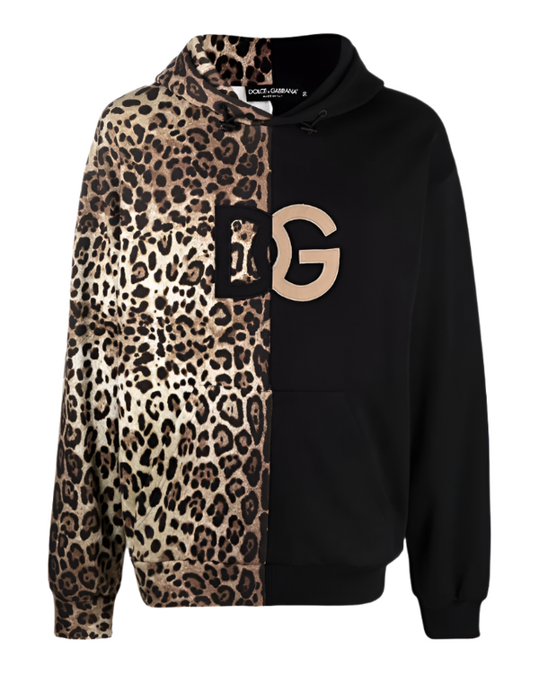 DOLCE & GABBANA
LEOPARD COTTON SWEATSHIRT WITH LOGO AND PATCHWORK