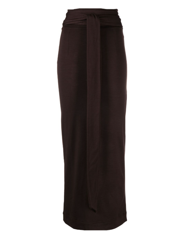 Dolce & Gabbana women belted virgin-wool maxi skirt