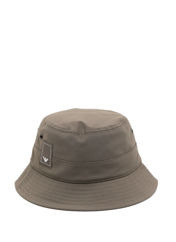 Emporio Armani brown logo-patch bucket hat 