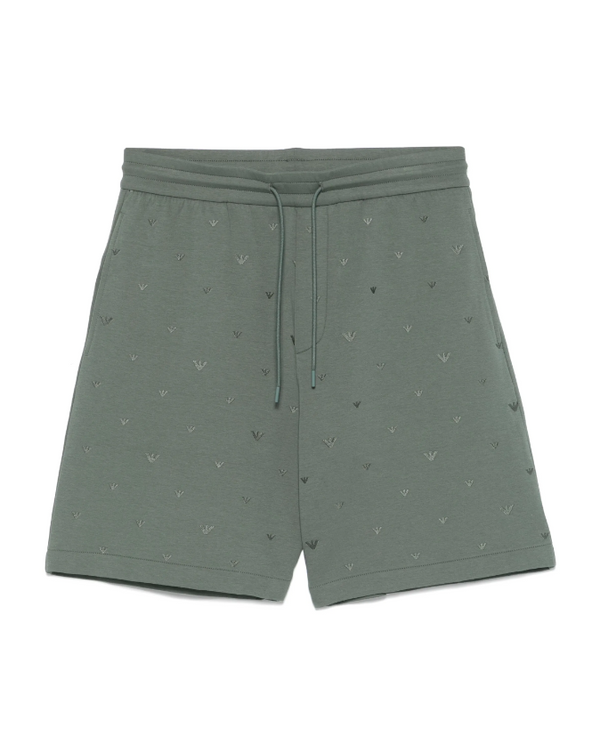 Emporio Armani jersey shorts with micro eagle embroidery