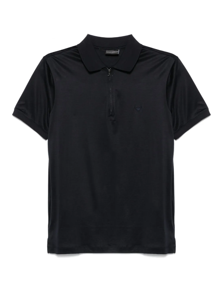 Emporio Armani navy blue zip-up polo shirt