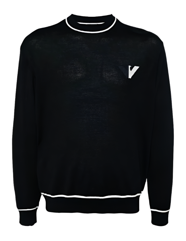 Emporio Armani navy logo-jacquard sweater