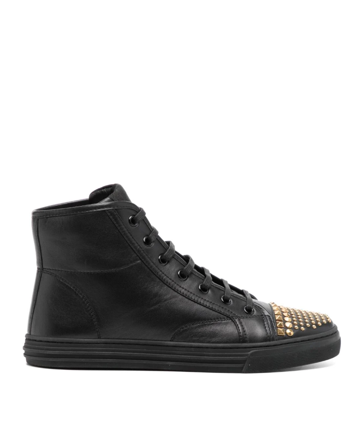 Gucci Black leather studded high top sneakers