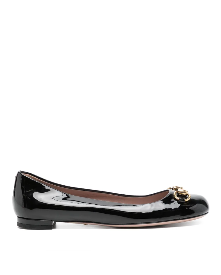 Gucci Black patent leather horsebit pumps