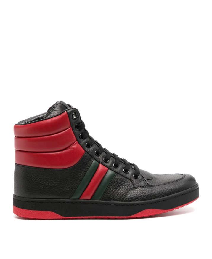 Gucci Black & red leather contrast padded high-top sneakers