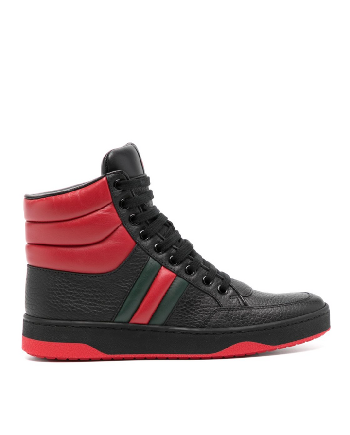 Gucci Black red leather high top sneakers Profile Fashion
