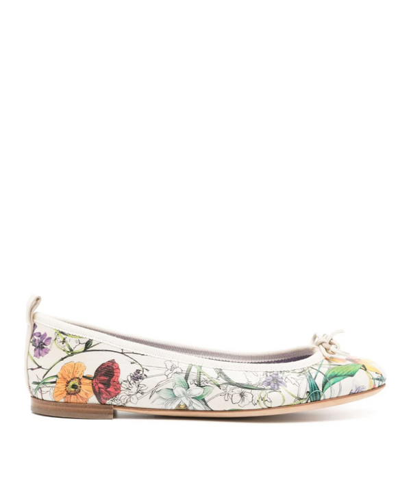 Gucci Cream flora leather ballet flats