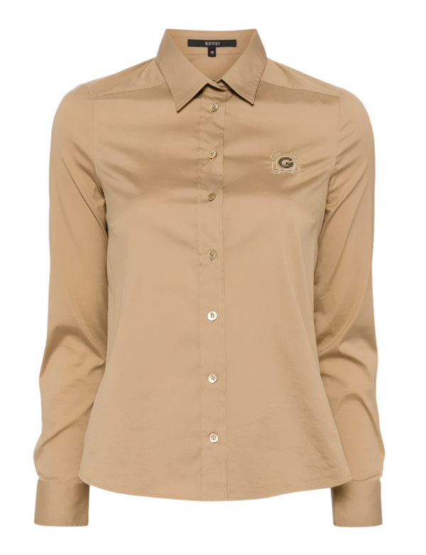 Gucci beige embroidered logo shirt