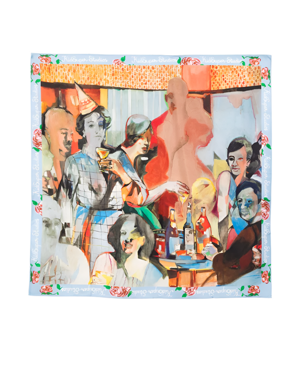 KidSuper Dinner with friends silk scarf