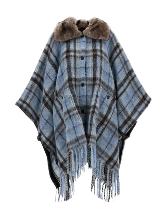Moncler Grenoble blend Plaid Cape