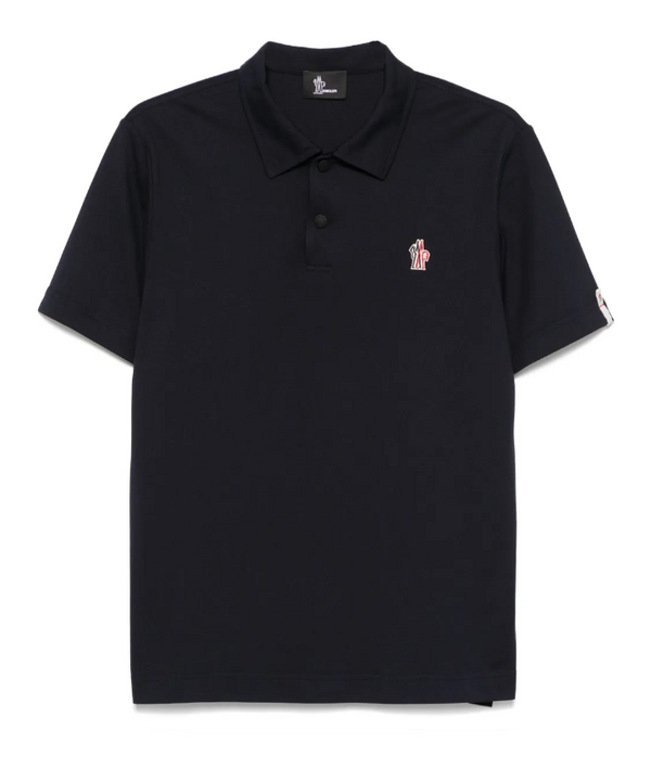 Moncler Grenoble navy logo-patch polo shirt