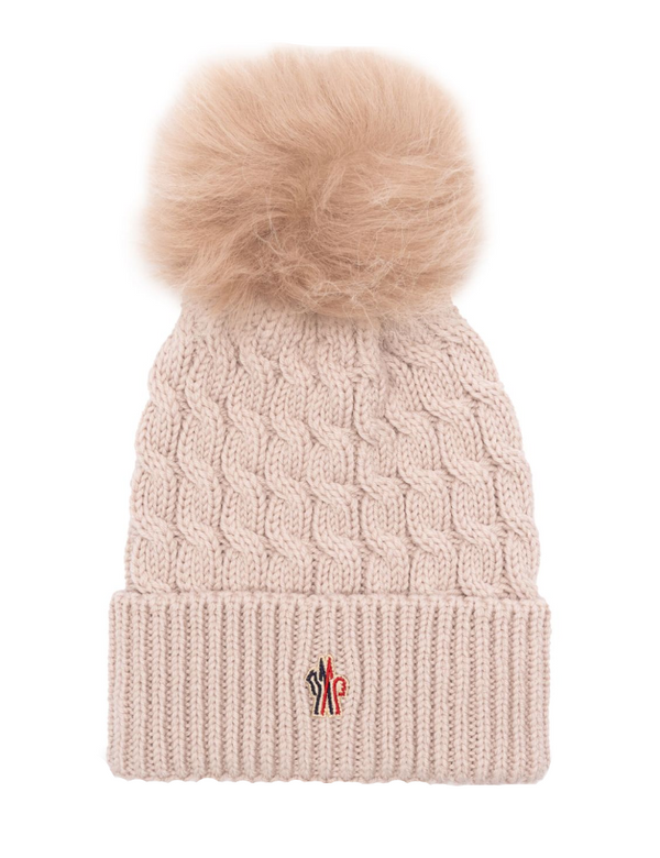 Moncler Grenoble pink beanie with logo