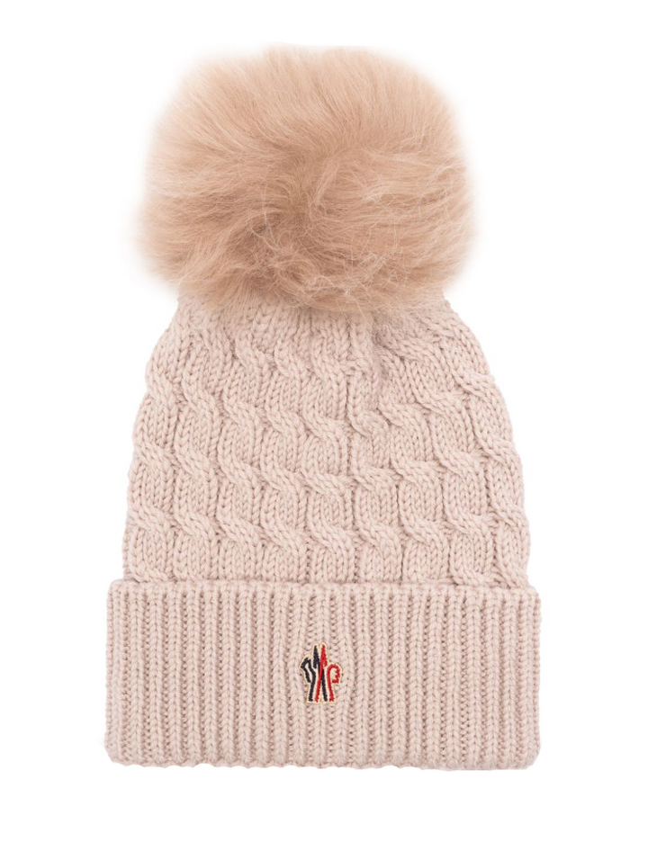 Moncler Grenoble pink beanie with logo