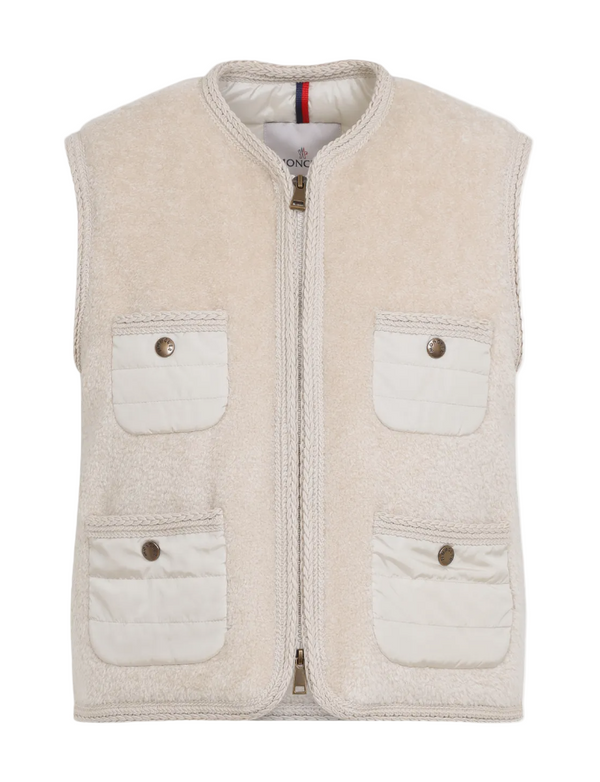 Moncler Mimosas Braided Trim Teddy Down Gilet
